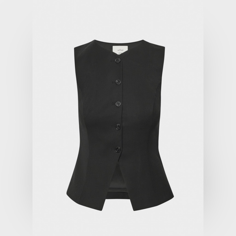 NWT Aritzia Wilfred Regal Wool Vest in Black - Picture 7 of 13